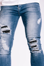 Blue Rip & Repair Studded Jeans