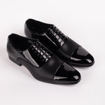 Black Patent Pattern Toe Cap Shoe