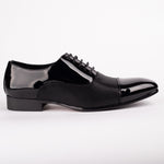 Black Patent Pattern Toe Cap Shoe