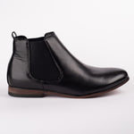 Black Leather Slip On Chelsea Boot