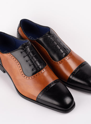 Black/Tan Two Tone Cap Toe Shoe