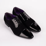 Black Pointed Toe Patent Suede Shoe