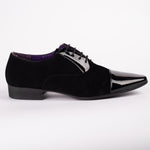 Black Pointed Toe Patent Suede Shoe