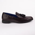 Wine Diamond Pattern Tassel Loafer