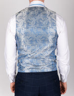 Edinson - Navy Sky Check Single Breasted Waistcoat