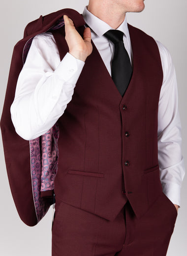 Max - Wine Single Breasted Waistcoat