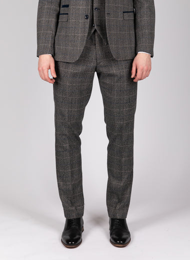 Scott - Grey Tweed Check Trousers