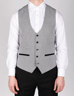 Bromley - Silver Grey Single Breasted Check Waistcoat