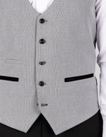 Bromley - Silver Grey Single Breasted Check Waistcoat