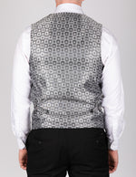 Bromley - Silver Grey Single Breasted Check Waistcoat