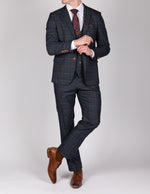 Jenson - Marine Navy Check Blazer