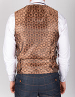 Jenson - Marine Navy Check Double Breasted Waistcoat