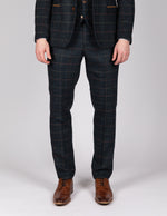 Eton - Navy Blue Tweed Check Trousers