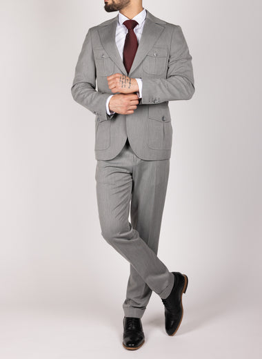 Grey Milano Couture Causal Two Piece Suit