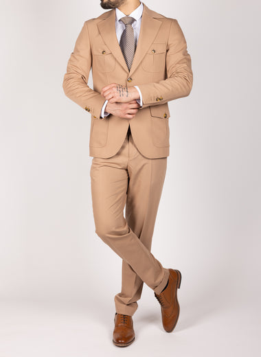 Beige Milano Couture Causal Two Piece Suit