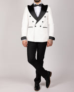 White Milano Couture Double Breasted Peak-Lapel Tuxedo Suit