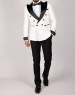 White Milano Couture Double Breasted Peak-Lapel Tuxedo Suit