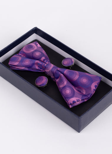 Bubbles - Purple Bow Tie & Pocket Square Set