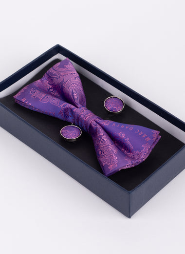 Paisley - Purple Bow Tie & Pocket Square Set