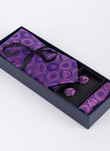 Bubbles - Purple Tie & Pocket Square Set