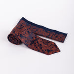 Floral Tie & Pocket Square Set in Navy and Orange