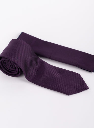 Textured Tie & Pocket Square Set in Purple