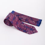 Paisley Tie & Pocket Square Set in Purple and Blue