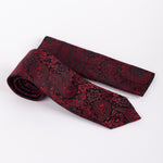 Paisley Tie & Pocket Square Set in Red and Black