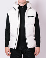 White Contrast Pocket Detail Hooded Gilet