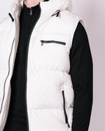 White Contrast Pocket Detail Hooded Gilet