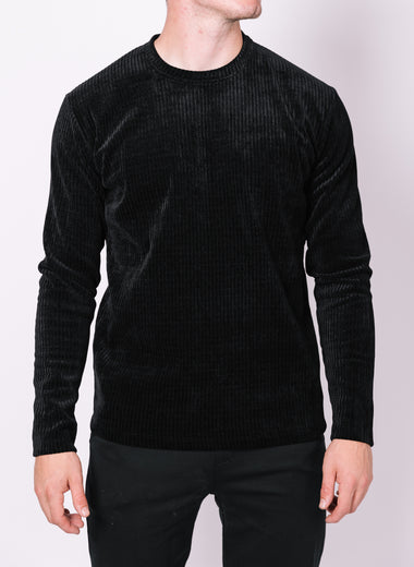 Black Ribbed Knit Sweater