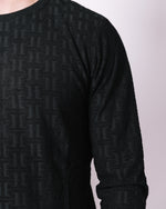 Black Patterned Long Sleeve Top