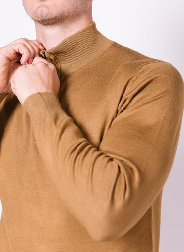 Camel Half Zip Jumper