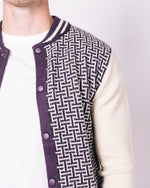 Navy & White Contrast Patterned Bomber