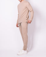 Beige Ribbed Button 2 Piece Set