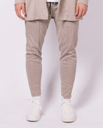 Skinny Fit Herringbone Casual Trousers Beige