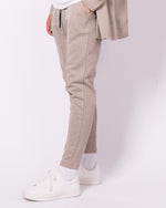 Skinny Fit Herringbone Casual Trousers Beige