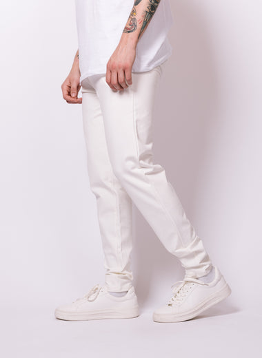 White With Brown Button Casual Trousers