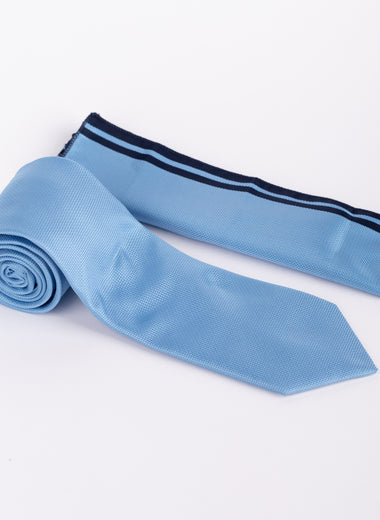 Textured Tie & Pocket Square Set in Sky Blue