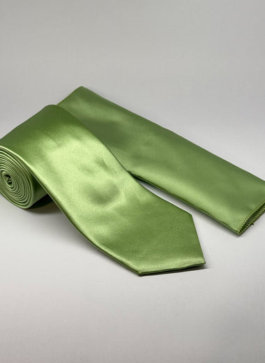 Satin Tie & Pocket Square Set in Light Green