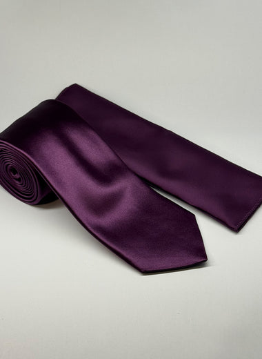 Satin Tie & Pocket Square Set in Purple