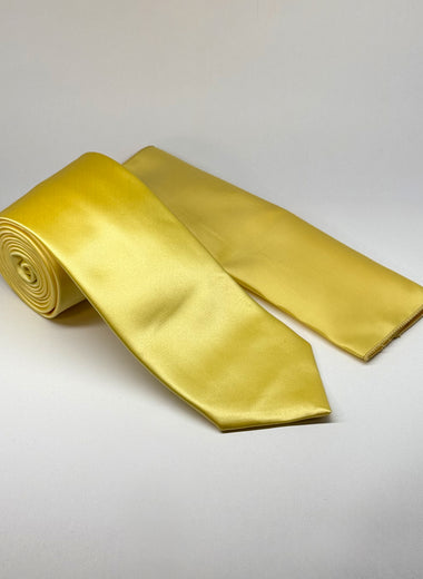 Satin Tie & Pocket Square Set in Yellow